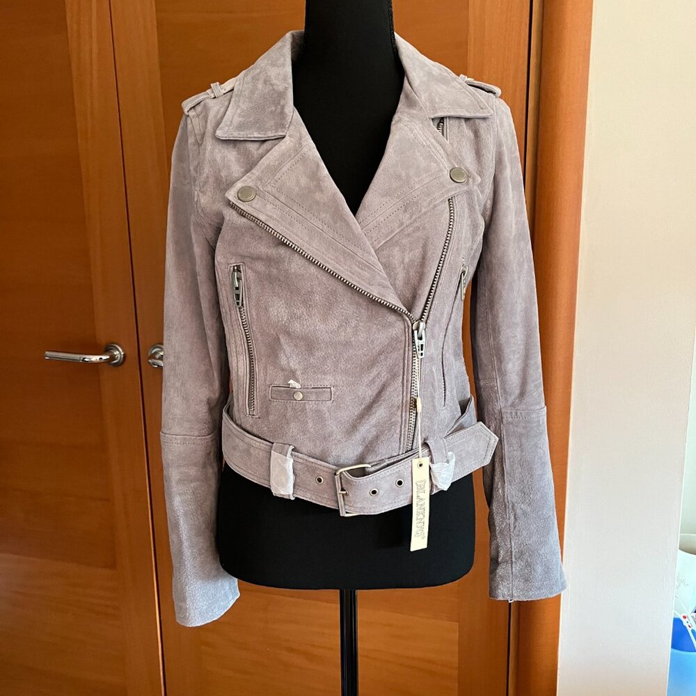 BLANK NYC Leather Moto Jacket in Cloud Grey Suede Size S NWT - Picture 6 of 9